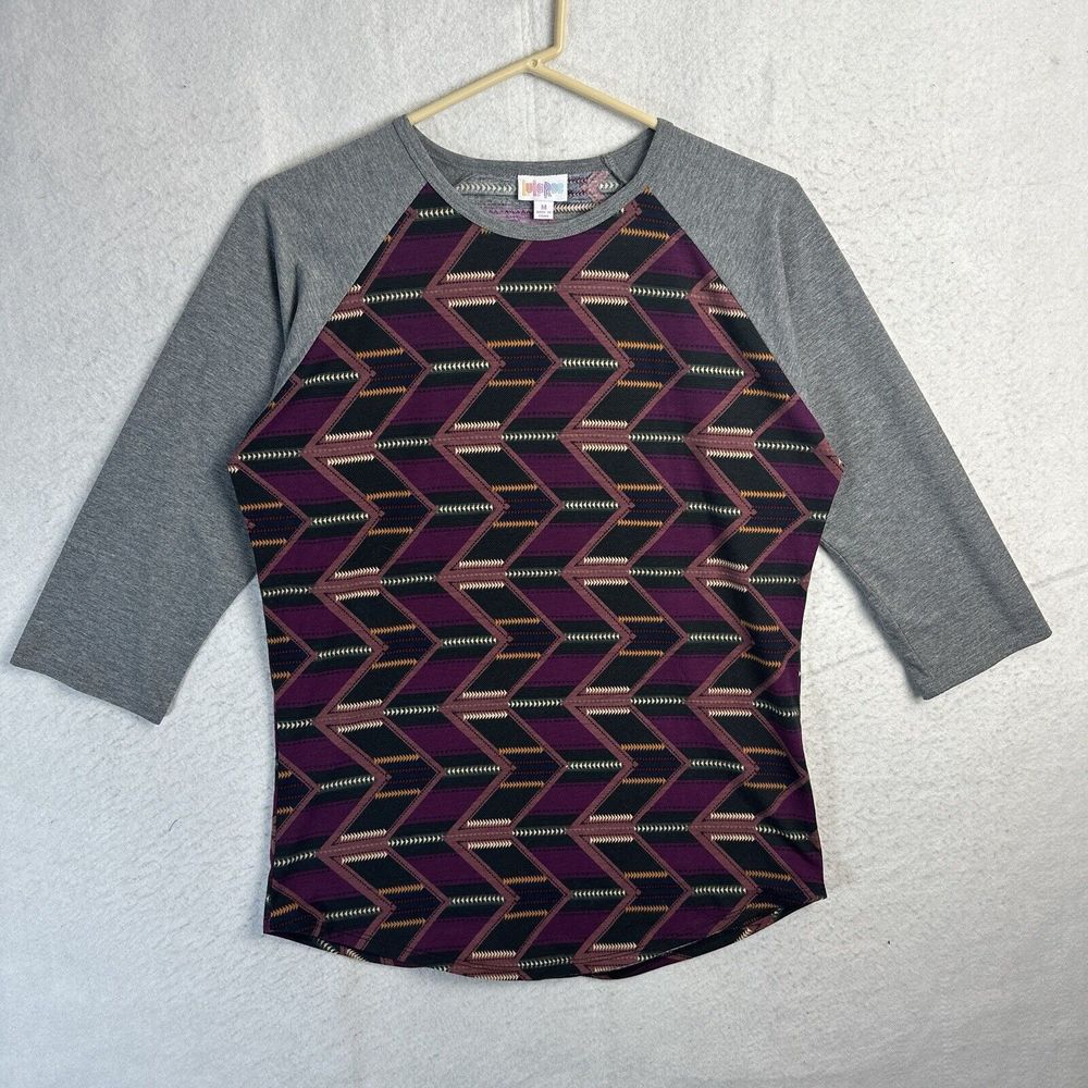 LuLaRoe Women's Top Size M Multicolor Sleeve Geometric Pattern 3/4 Sleeve Crew